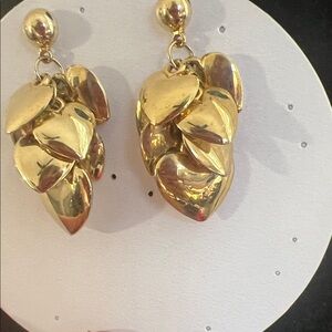 Gold Heart Cluster Earrings